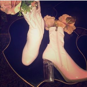 Light Pink Latex Boots w/ Clear Pink Heels 🐷
